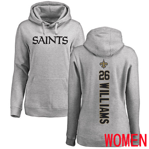 New Orleans Saints Ash Women P J Williams Backer NFL Football 26 Pullover Hoodie Sweatshirts